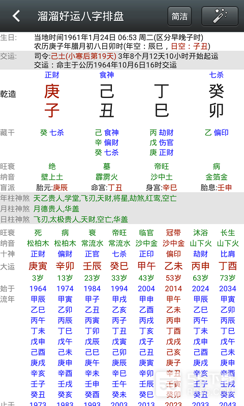 溜溜好运八字排盘最新版1